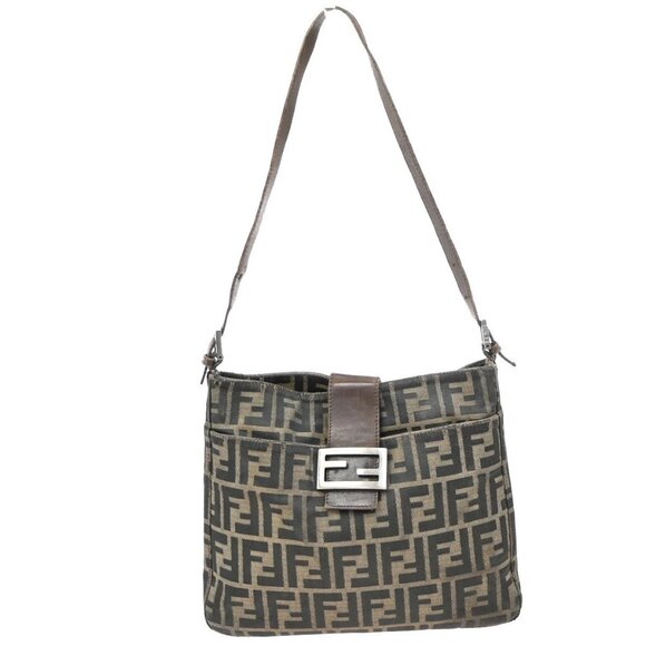 FENDI Logo Zucca Pattern Hand Bag Canvas Leather Brown SHW Italy 36KB279 - Picture 1 of 15